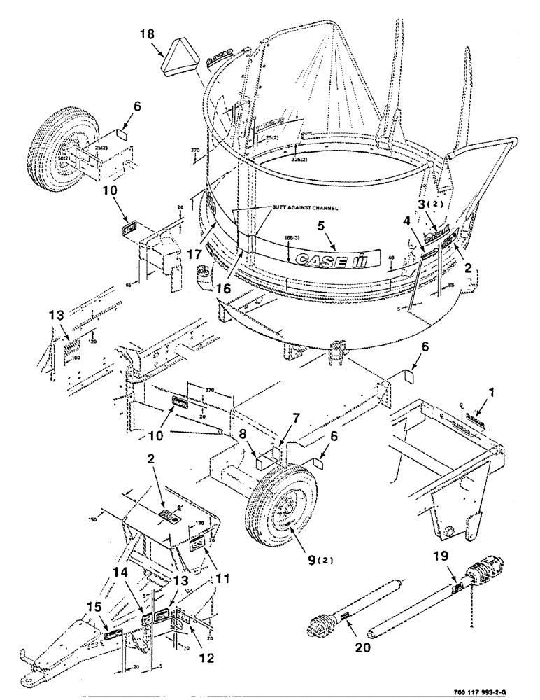 Схема запчастей Case IH 8610 - (9-04) - DECAL LOCATION DIAGRAM, SERIAL NUMBER CFH0096412 AND LATER (90) - PLATFORM, CAB, BODYWORK AND DECALS