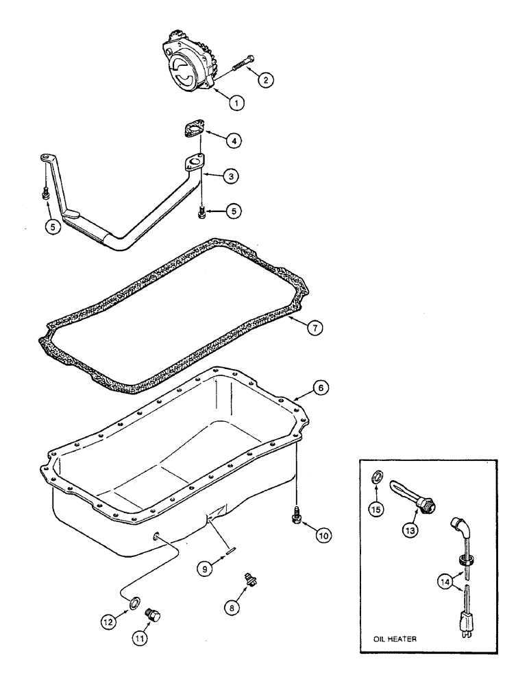 Схема запчастей Case IH 8825HP - (10-22) - OIL PUMP AND OIL PAN / ENGINE OIL HEATER (02) - ENGINE