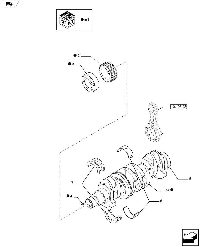 Схема запчастей Case IH F4CE9484L J602 - (10.103.01) - CRANKSHAFT (2859415) (10) - ENGINE