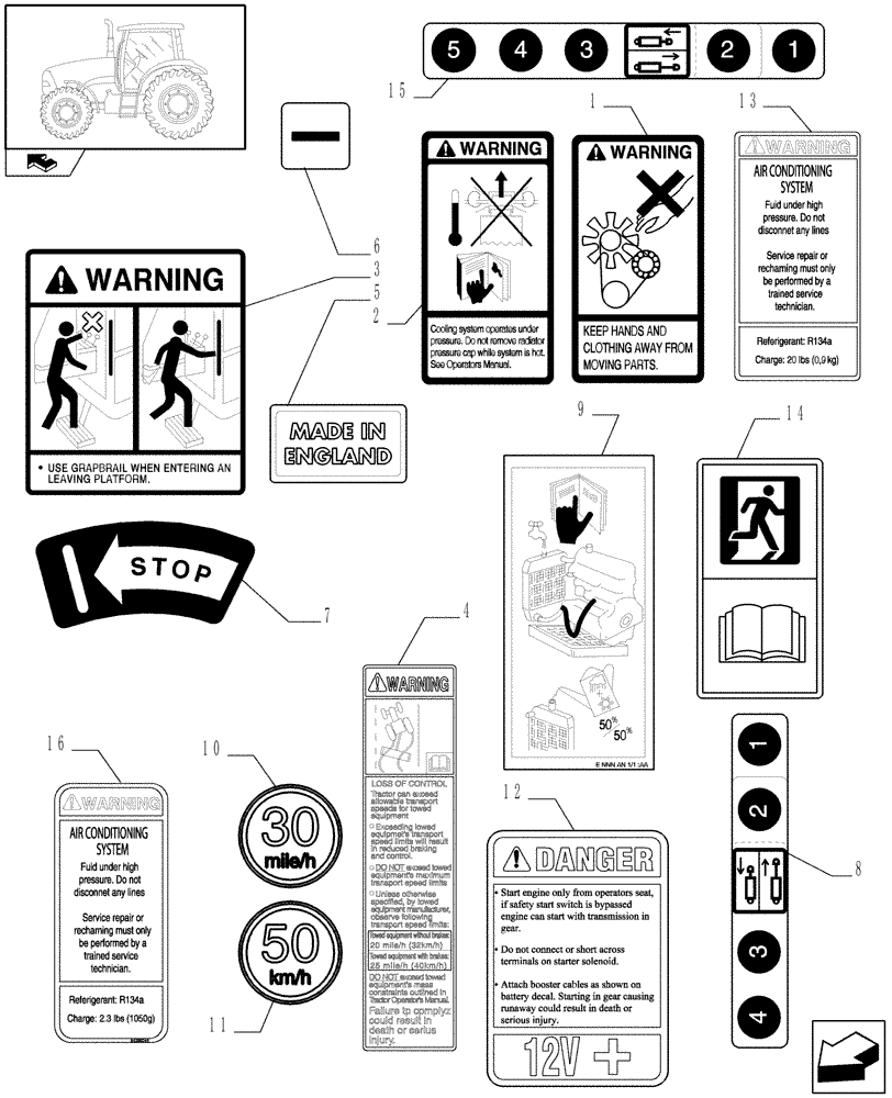 Схема запчастей Case IH PUMA 210 - (1.98.0/02[02]) - (VAR. 007) NORTH AMERICA VERSION - DECALS (13) - DECALS