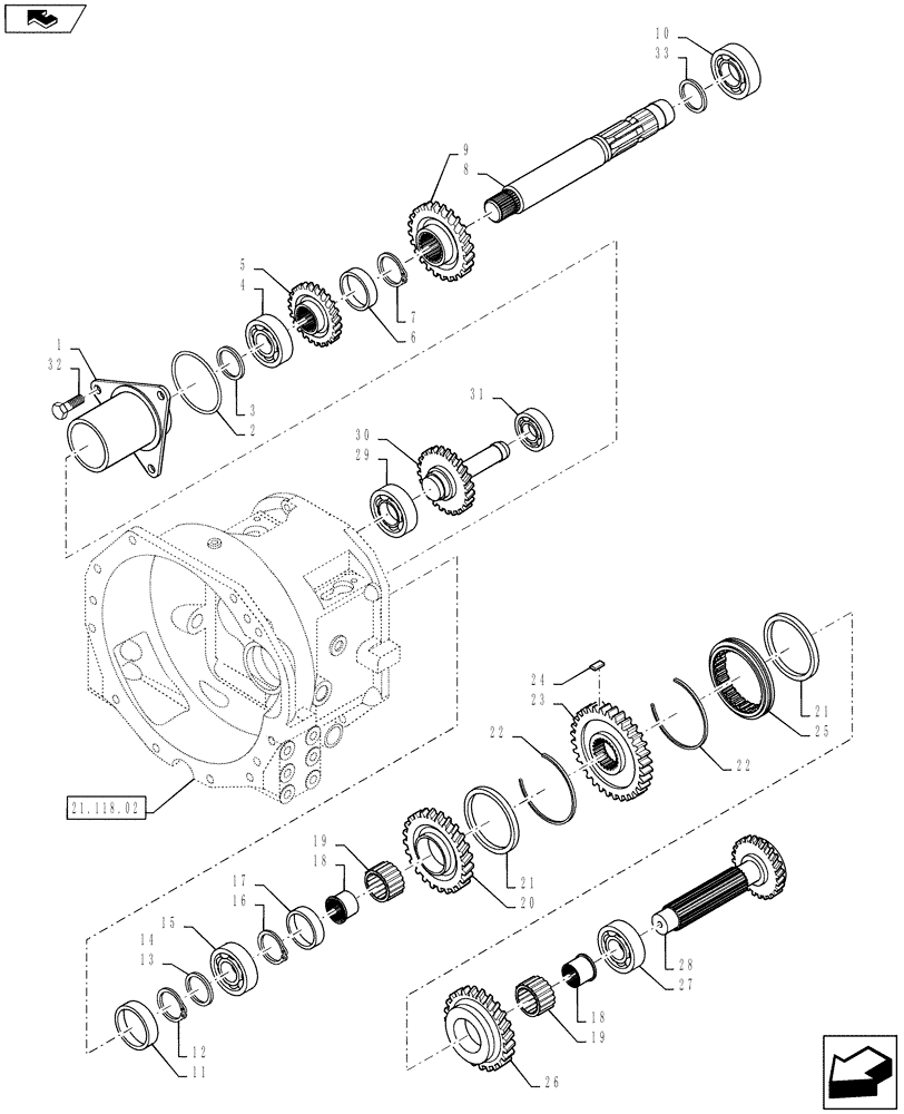 Схема запчастей Case IH FARMALL 50B - (21.145.01) - MAIN SHAFT - 16X16 (21) - TRANSMISSION