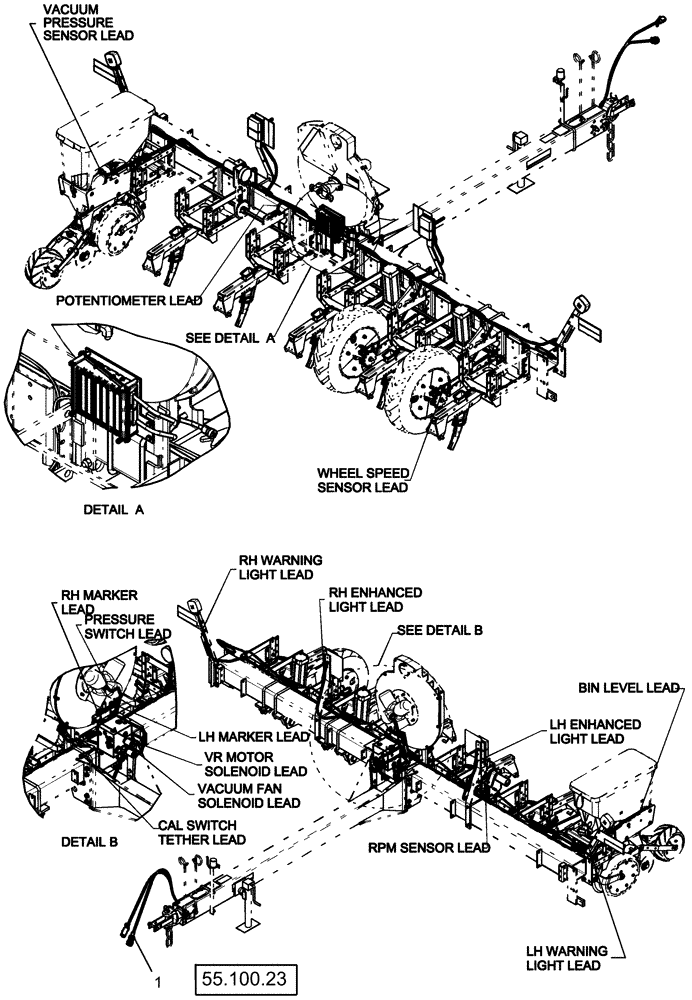 Схема запчастей Case IH 1220 - (00.000.04) - PICTORIAL INDEX - RIGID TRAILING PLANTER VR HARNESS LAYOUT (00) - GENERAL & PICTORIAL INDEX