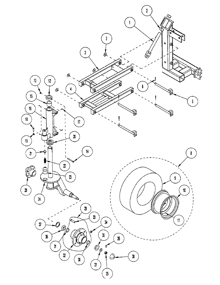 Схема запчастей Case IH CONCORD - (B26) - CASTER, STANDARD, ALL WINGS & MAIN FRAME 44 AND UNDER 