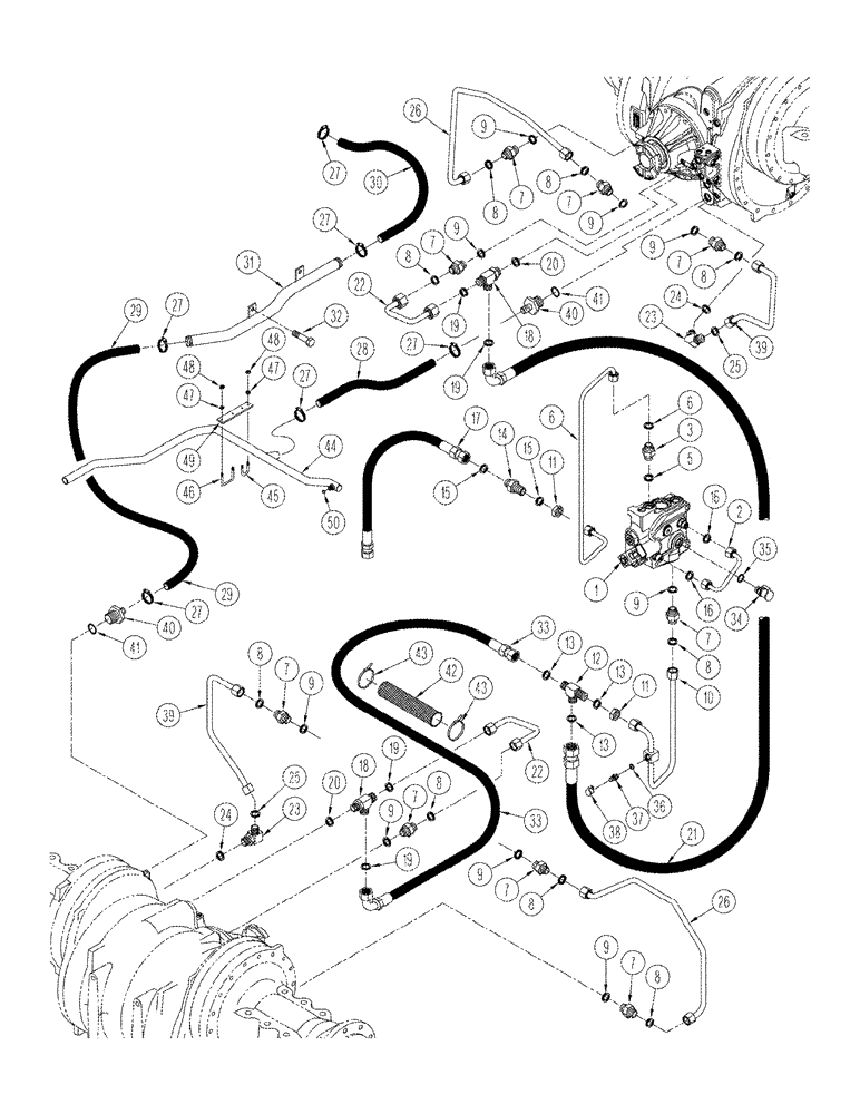 Схема запчастей Case IH STX375 - (08-18) - AXLE HYDRAULICS LUBRICATION CIRCUIT QUADTRAC (08) - HYDRAULICS