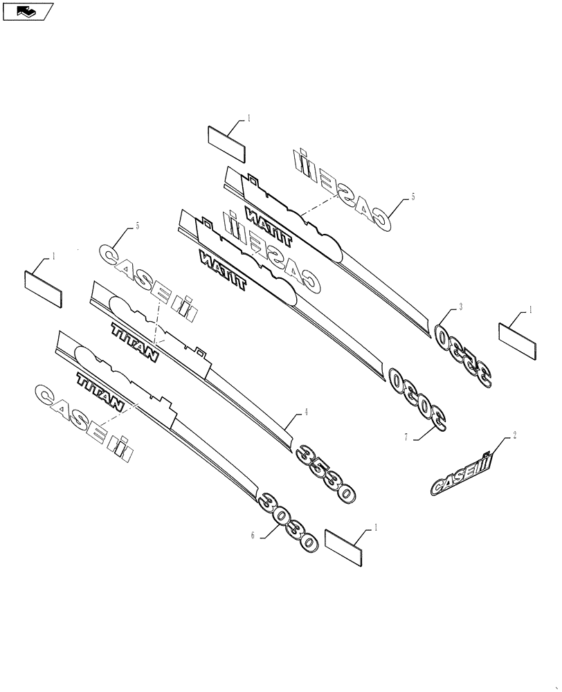 Схема запчастей Case IH TITAN 3530 - (90.108.01) - DECAL, EXTERIOR COSMETICS (90) - PLATFORM, CAB, BODYWORK AND DECALS