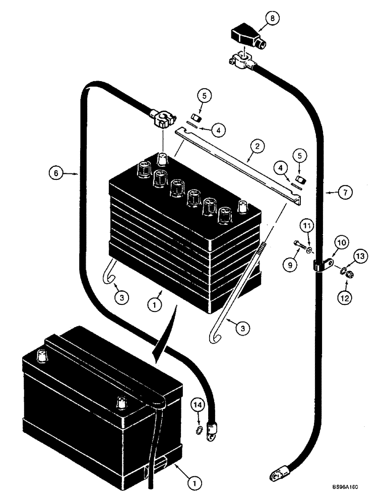Схема запчастей Case IH 1825B - (4-12) - BATTERY AND BATTERY CABLES (04) - ELECTRICAL SYSTEMS