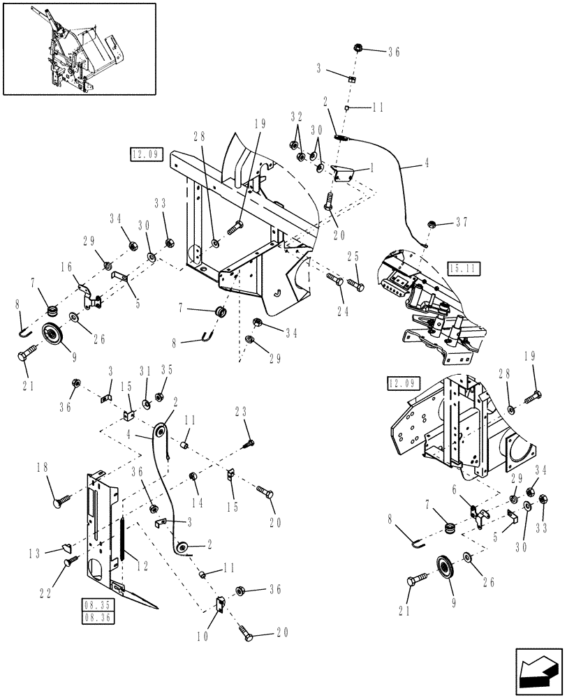 Схема запчастей Case IH RBX552 - (15.23) - TWINE INDICATOR (15) - KNOTTER /WRAPPER