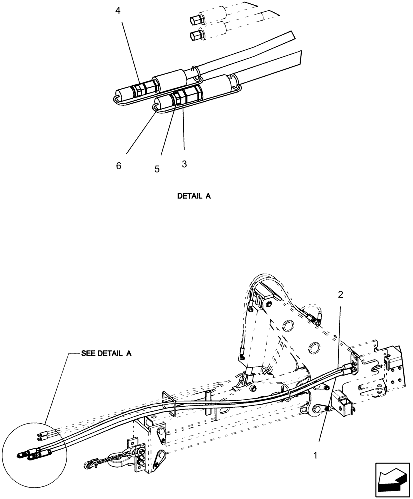 Схема запчастей Case IH 1250 - (35.850.06) - HYDRAULICS - TRACTOR HOSES, DRAWBAR HITCH VACUUM FAN (35) - HYDRAULIC SYSTEMS