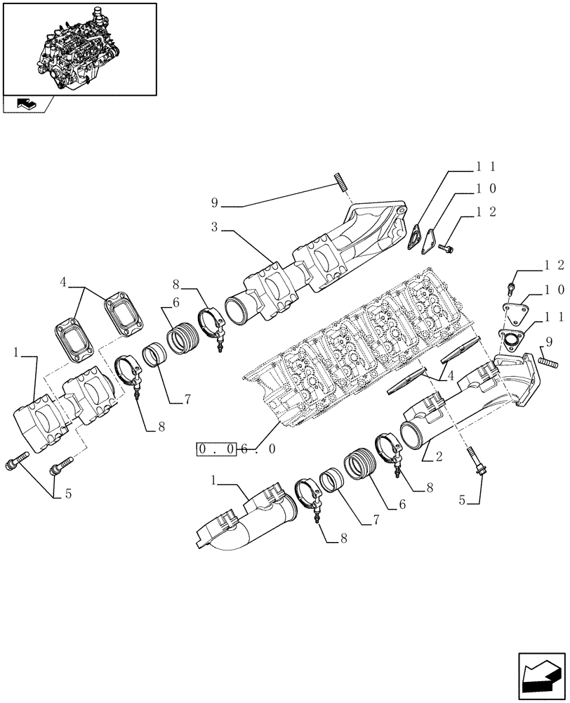 Схема запчастей Case IH FVAE2884X B200 - (0.07.7) - EXHAUST MANIFOLD (504133890) 