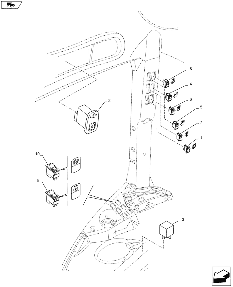 Схема запчастей Case IH PUMA 130 - (55.512.05) - VARIOUS SWITCHES AND RELATED PARTS (55) - ELECTRICAL SYSTEMS