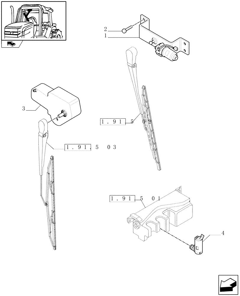 Схема запчастей Case IH PUMA 165 - (1.76.0[03]) - WIPER MOTORS AND PUMP (06) - ELECTRICAL SYSTEMS