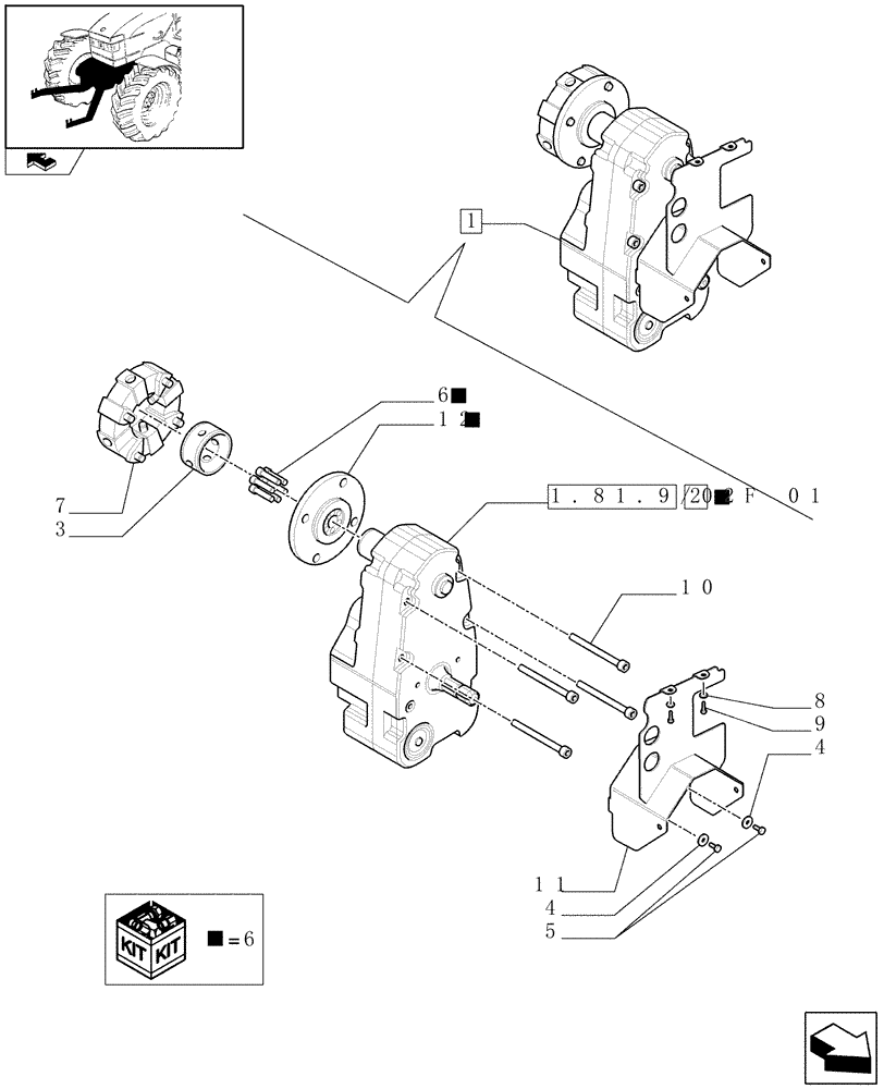 Схема запчастей Case IH PUMA 195 - (1.81.9/02E) - FRONT HPL PTO - BREAKDOWN (07) - HYDRAULIC SYSTEM