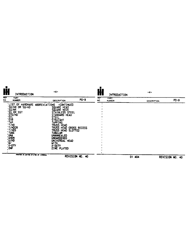 Схема запчастей Case IH 209 - (4) - INTRODUCTION 