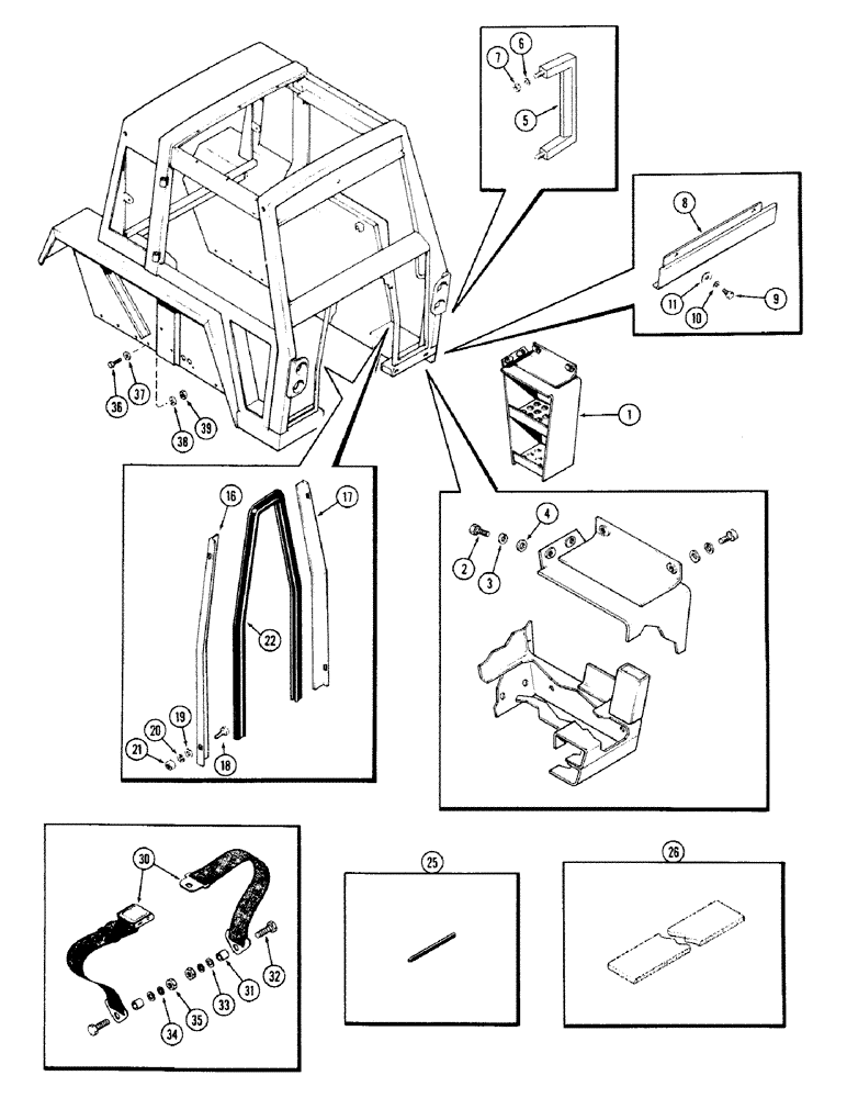 Схема запчастей Case IH 870 - (291A) - CAB, LOWER SHEET METAL, BETTENDORF (09) - CHASSIS/ATTACHMENTS