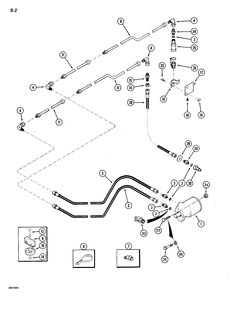 Схема запчастей Case IH 1010 - (8-02) - REEL DRIVE MOTOR SYSTEM (35) - HYDRAULIC SYSTEMS