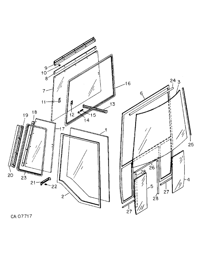 Схема запчастей Case IH 3488 - (13-32) - SUPERSTRUCTURE, CAB GLASS (05) - SUPERSTRUCTURE