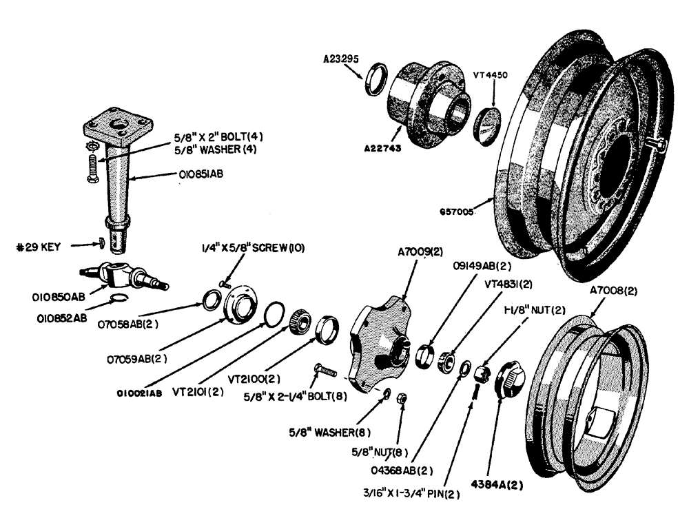 Схема запчастей Case IH 630 - (097) - DUAL FRONT WHEEL AND SPINDLE GENERAL PURPOSE TRACTOR (06) - POWER TRAIN