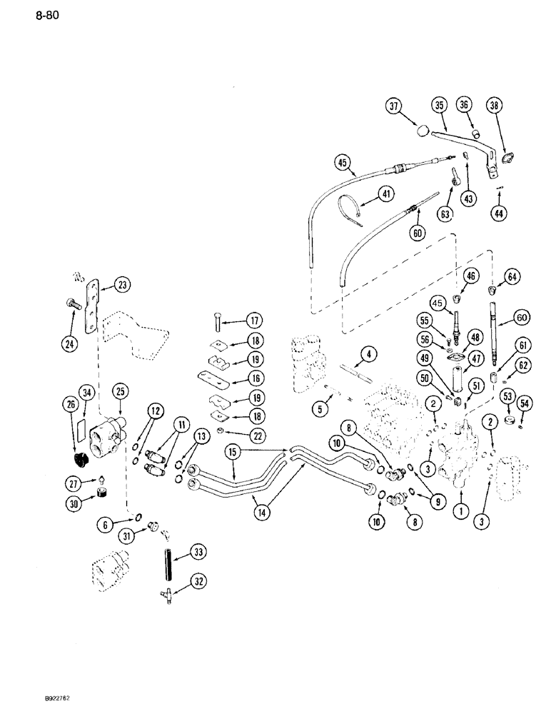 Схема запчастей Case IH 7120 - (8-80) - FOURTH CIRCUIT REMOTE HYDRAULICS, PRIOR TO TRANSMISSION SERIAL NUMBER AJB0018756 (08) - HYDRAULICS