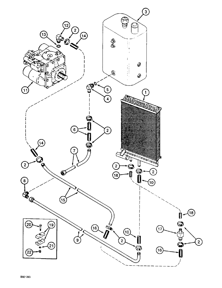 Схема запчастей Case IH 1660 - (8-019A) - OIL COOLER SYS., CORN & GRAIN COMBINE, W/OUT POWER GUIDE AXLE, MODELS WITH CROSS FLOW CLEANING SYS. (07) - HYDRAULICS