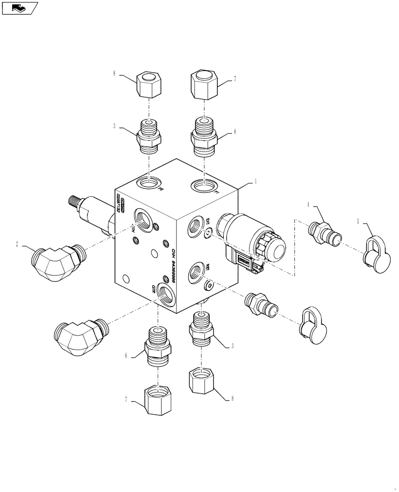 Схема запчастей Case IH 9230 - (35.440.06[02]) - MANIFOLD, HYD, UNLOAD AUGER, HC, COVERS, POWER EXTENSIONS (35) - HYDRAULIC SYSTEMS