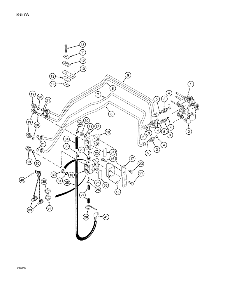 Схема запчастей Case IH 7140 - (8-057A) - FIRST AND SECOND CIRCUIT REMOTE HYDRAULICS, TRANSMISSION SERIAL NUMBER AJB0060500 AND AFTER (08) - HYDRAULICS