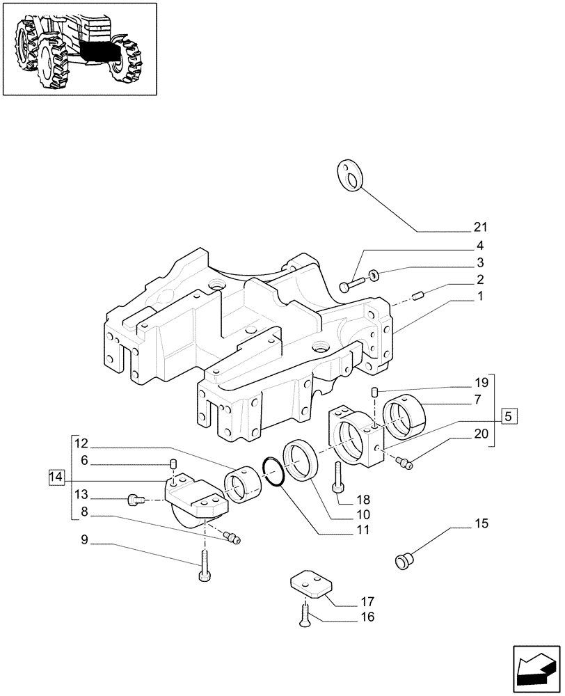 Схема запчастей Case IH JX1085C - (1.21.1/02) - (VAR.838-839) FRONT PTO LIFT - SUPPORT (03) - TRANSMISSION