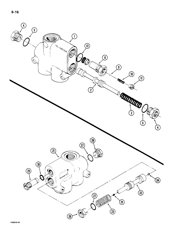 Схема запчастей Case IH KP-525 - (8-16) - PRIORITY VALVE ASSEMBLY, PRIOR TO P.I.N. 131-05017 (08) - HYDRAULICS