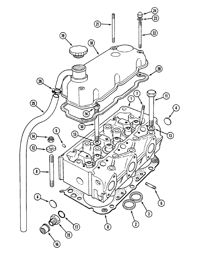 Схема запчастей Case IH 1594 - (2-16) - REAR CYLINDER HEAD (02) - ENGINE