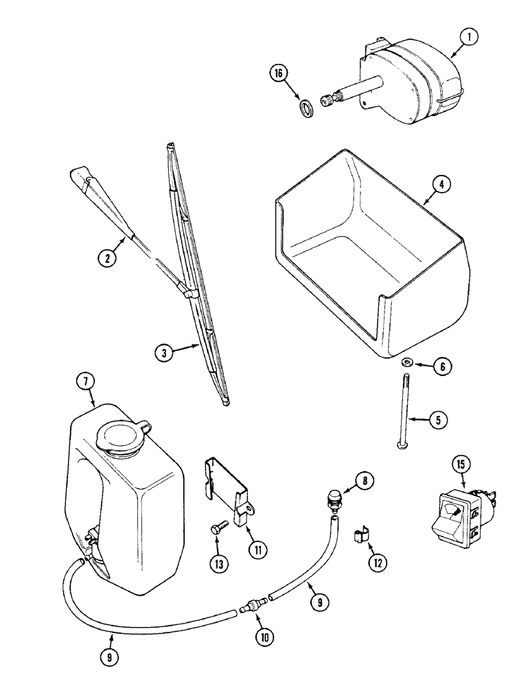 Схема запчастей Case IH 1494 - (4-100) - WINDSHIELD WIPER AND WASHER, TRACTORS WITH CAB (04) - ELECTRICAL SYSTEMS