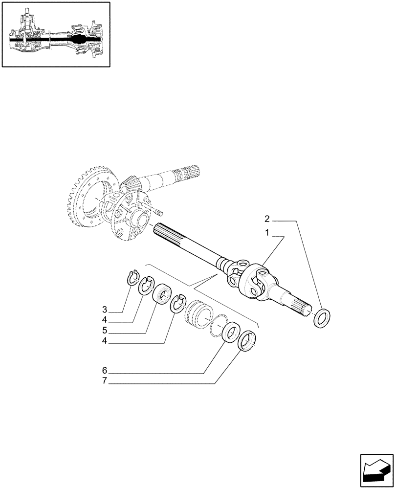 Схема запчастей Case IH JX1075C - (1.40.3/10[01]) - (VAR.325-692) FR. AXLE W/SLIP LIM. LOCKING, WITHOUT FR.BRAKE (30KM/H)-GEARING AND DIFFER. SHAFT (04) - FRONT AXLE & STEERING