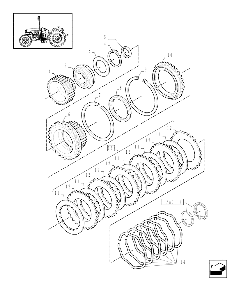 Схема запчастей Case IH JX1075C - (1.28.7/04[03]) - (VAR.275-275/1) HI-LO HYDRAULIC GEARBOX CONTROL - CLUTCH DISKS (03) - TRANSMISSION