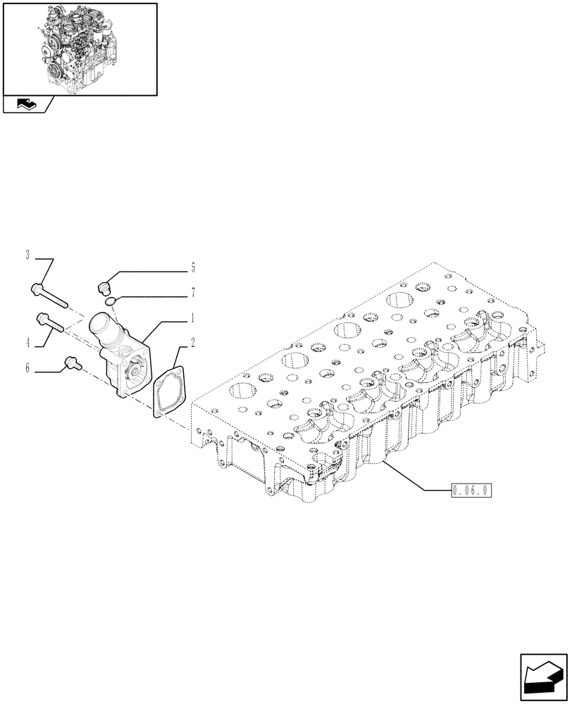 Схема запчастей Case IH FARMALL 60 - (0.32.6) - TEMPERATURE CONTROL (THERMOSTAT) (01) - ENGINE