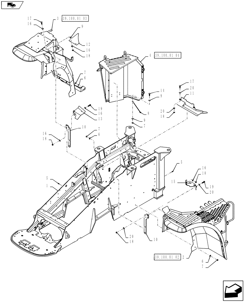 Схема запчастей Case IH STEIGER 350 - (39.100.01[01]) - FRAME - FRONT - N/A WHEELED (39) - FRAMES AND BALLASTING