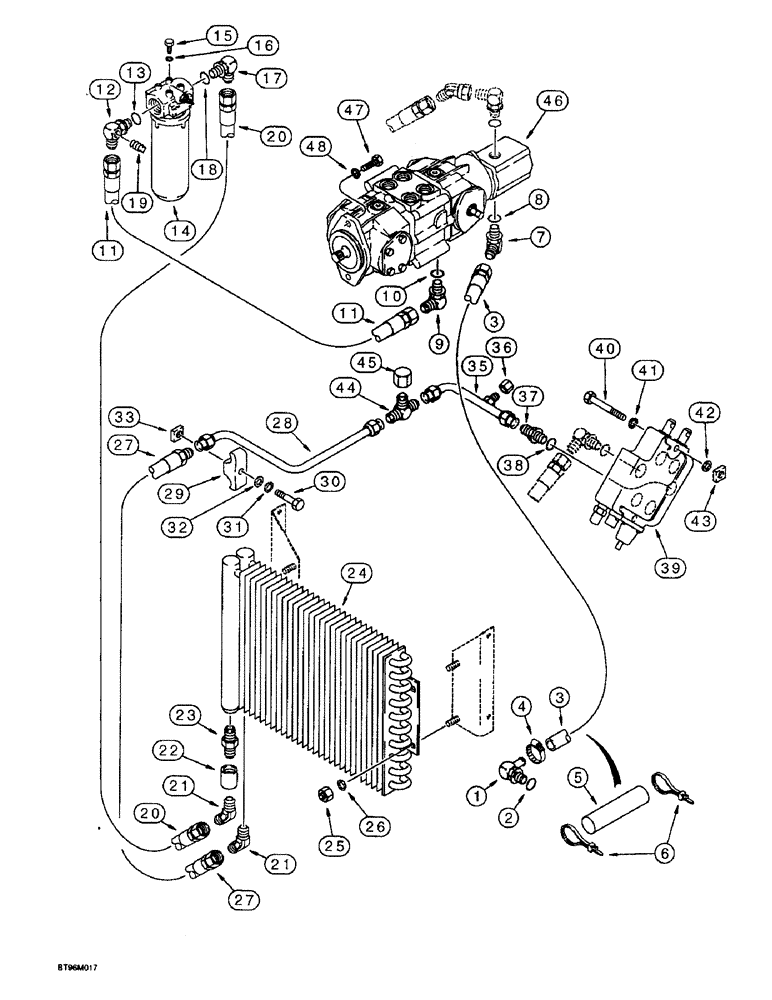 Схема запчастей Case IH 1825B - (6-08) - HYDROSTATIC CIRCUIT, PUMP, FILTER AND COOLER (06) - POWER TRAIN
