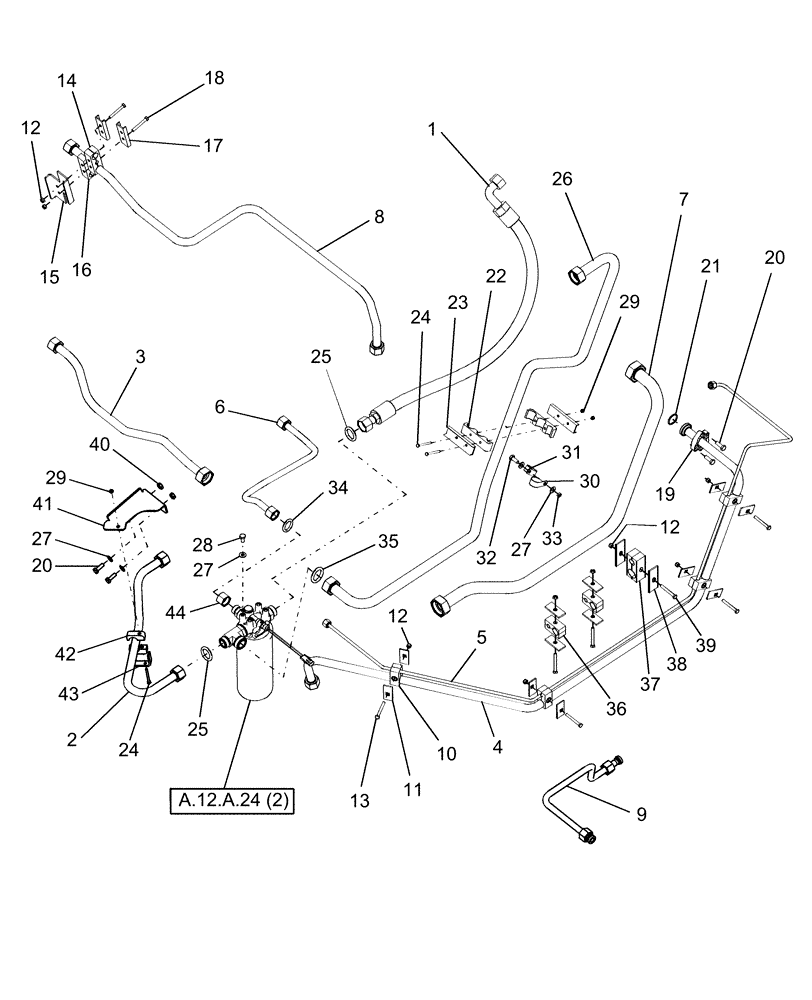 Схема запчастей Case IH AFX8010 - (A.10.A.36[2A]) - HYDRAULIC LINES A - Distribution Systems