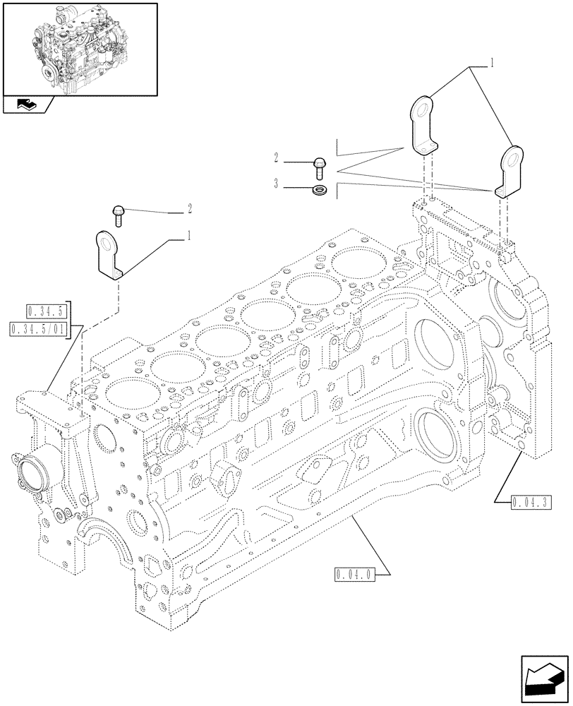 Схема запчастей Case IH PUMA 125 - (0.45.0) - HOOKS - ENGINE (01) - ENGINE