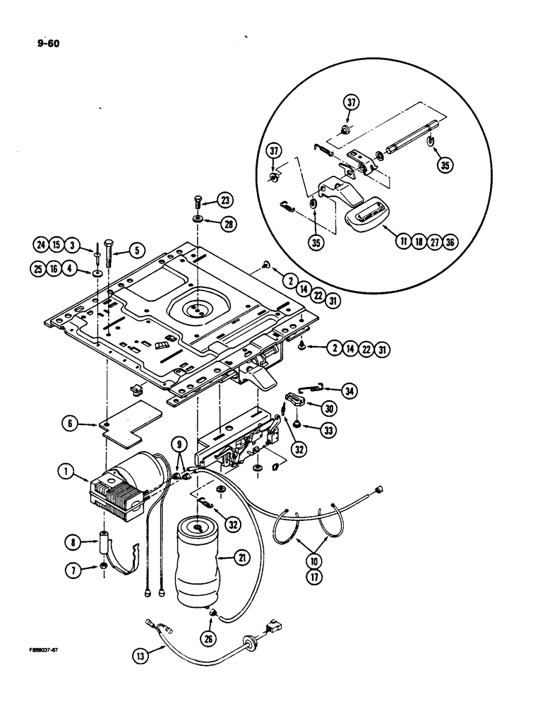 Схема запчастей Case IH 9170 - (9-060) - SEAT, AIR SUSPENSION, CAB (CONTD) (09) - CHASSIS/ATTACHMENTS