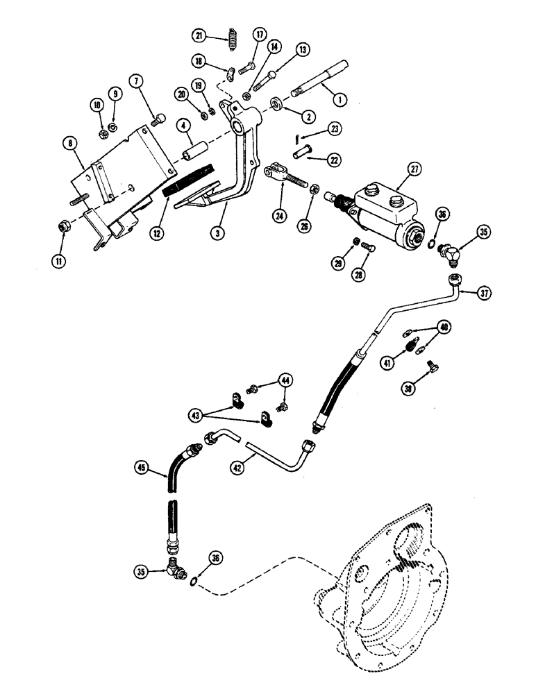 Схема запчастей Case IH 2470 - (268) - BRAKE PEDAL, MASTER CYLINDER AND LINES (07) - BRAKES