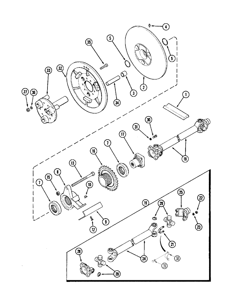 Схема запчастей Case IH 2344 - (09A-03) - SEPARATOR - JACKSHAFT DRIVE (13) - FEEDER