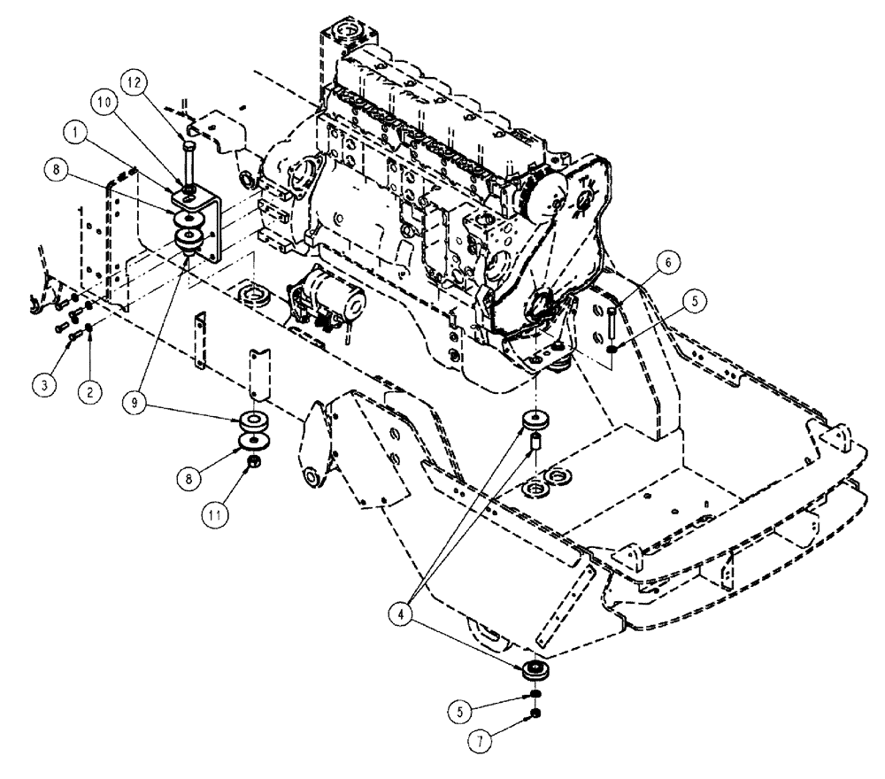 Схема запчастей Case IH TITAN 4020 - (02-003) - ENGINE MOUNT GROUP (01) - ENGINE