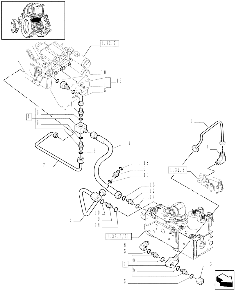 Схема запчастей Case IH PUMA 180 - (1.82.1[01]) - LIFTER, LINES (07) - HYDRAULIC SYSTEM
