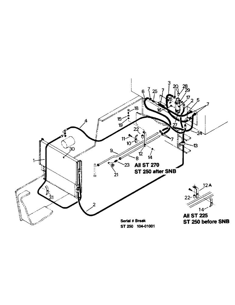 Схема запчастей Case IH ST280 - (03-07) - A/C AND HEATER PLUMBING, 3306 ENGINE, LATER STYLE (03) - Climate Control