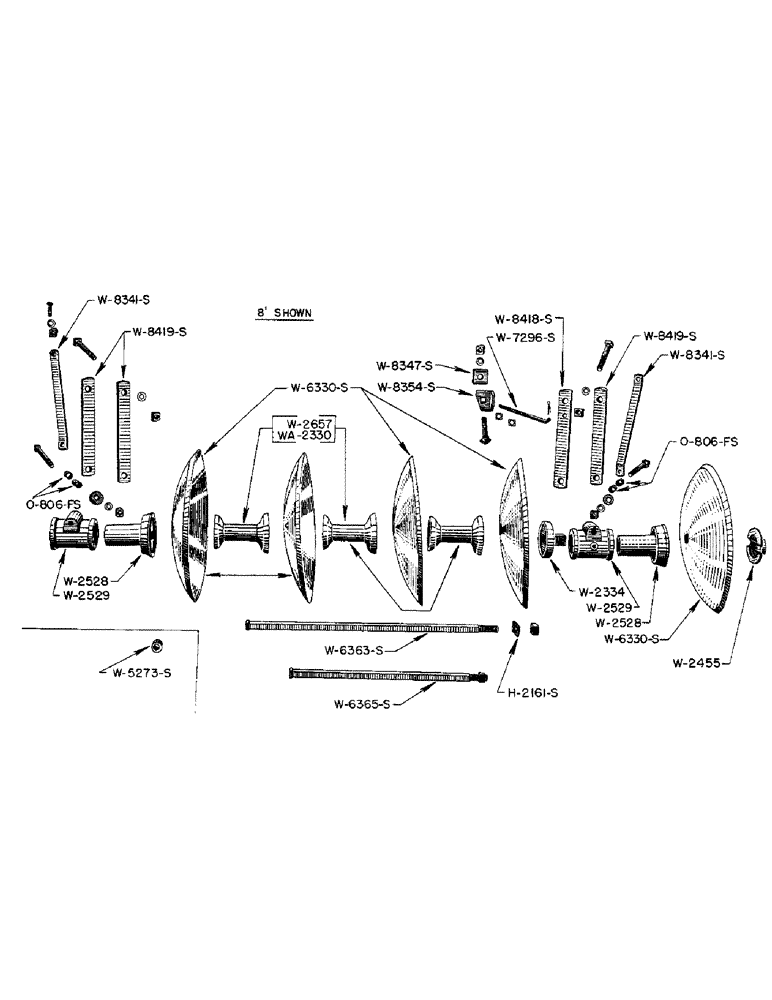 Схема запчастей Case IH WPH - (15) - FRONT GANG, 8-1/2 INCH SPACING, 6 FOOT, 8 FOOT, 10 FOOT 