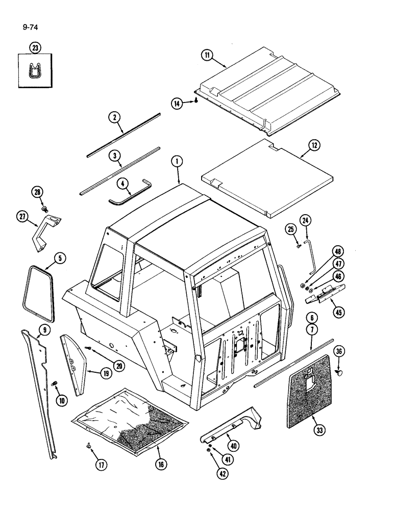Схема запчастей Case IH 3594 - (9-074) - FOUR POST ROPS (09) - CHASSIS/ATTACHMENTS