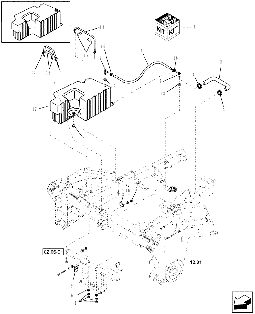 Схема запчастей Case IH WDX1202S - (02.06[3]) - AUXILIARY FUEL TANK (02) - ENGINE EQUIPMENT