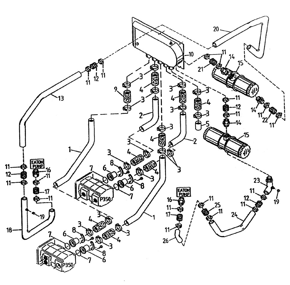 Схема запчастей Case IH 7700 - (B05-30A) - HYDRAULIC SUCTION LINES (TANDEM TRANSMISSION), (108/6CT Hydraulic Components & Circuits