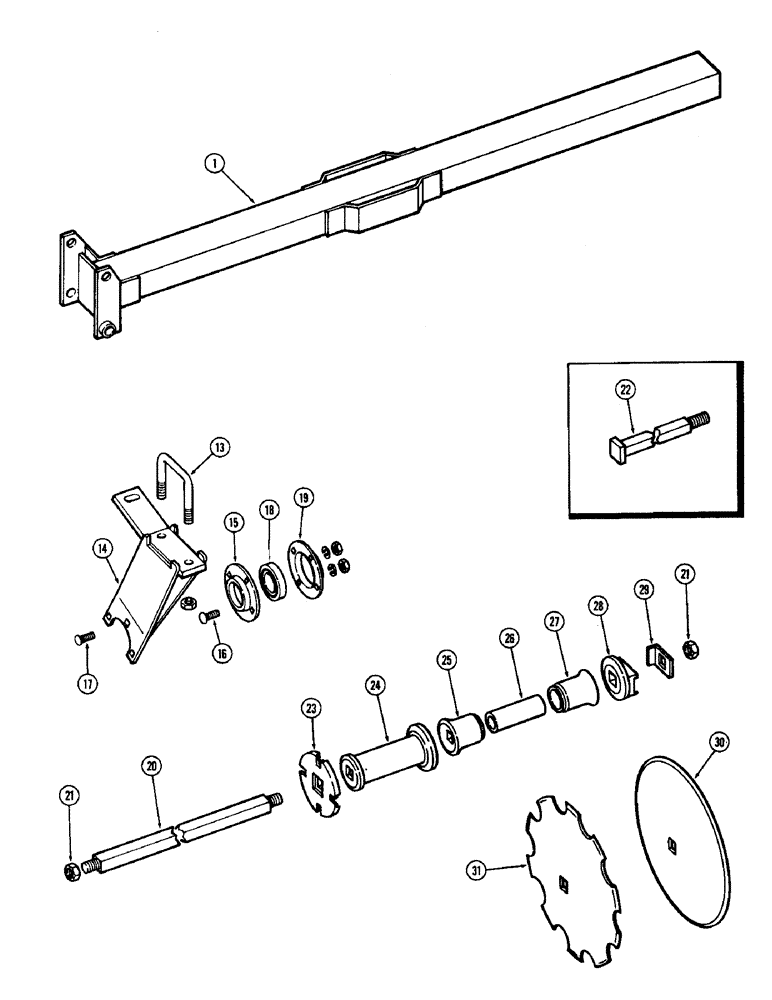 Схема запчастей Case IH F21 - (024) - REAR RIGHT GANG, 7 INCH SPACING, F21, F21-7-214 & 228 