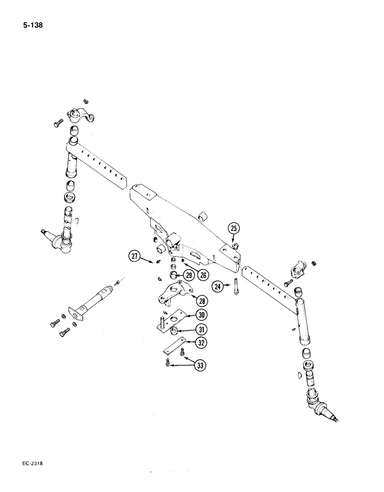 Схема запчастей Case IH 385 - (5-138) - AXLE, FRONT, STRAIGHT, 52 TO 80 INCH TRACK, 52 TO 80 INCH TREAD, DRAWBAR AND LCG TRACTORS (CONTD) (05) - STEERING