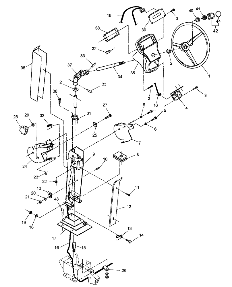 Схема запчастей Case IH WDX1701 - (013) - STEERING COLUMN (41) - STEERING