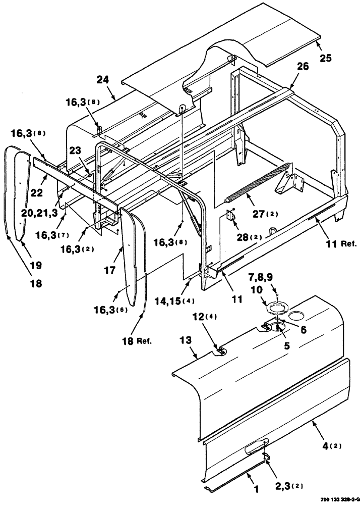 Схема запчастей Case IH 8860HP - (07-52) - HOOD ASSEMBLY (90) - PLATFORM, CAB, BODYWORK AND DECALS